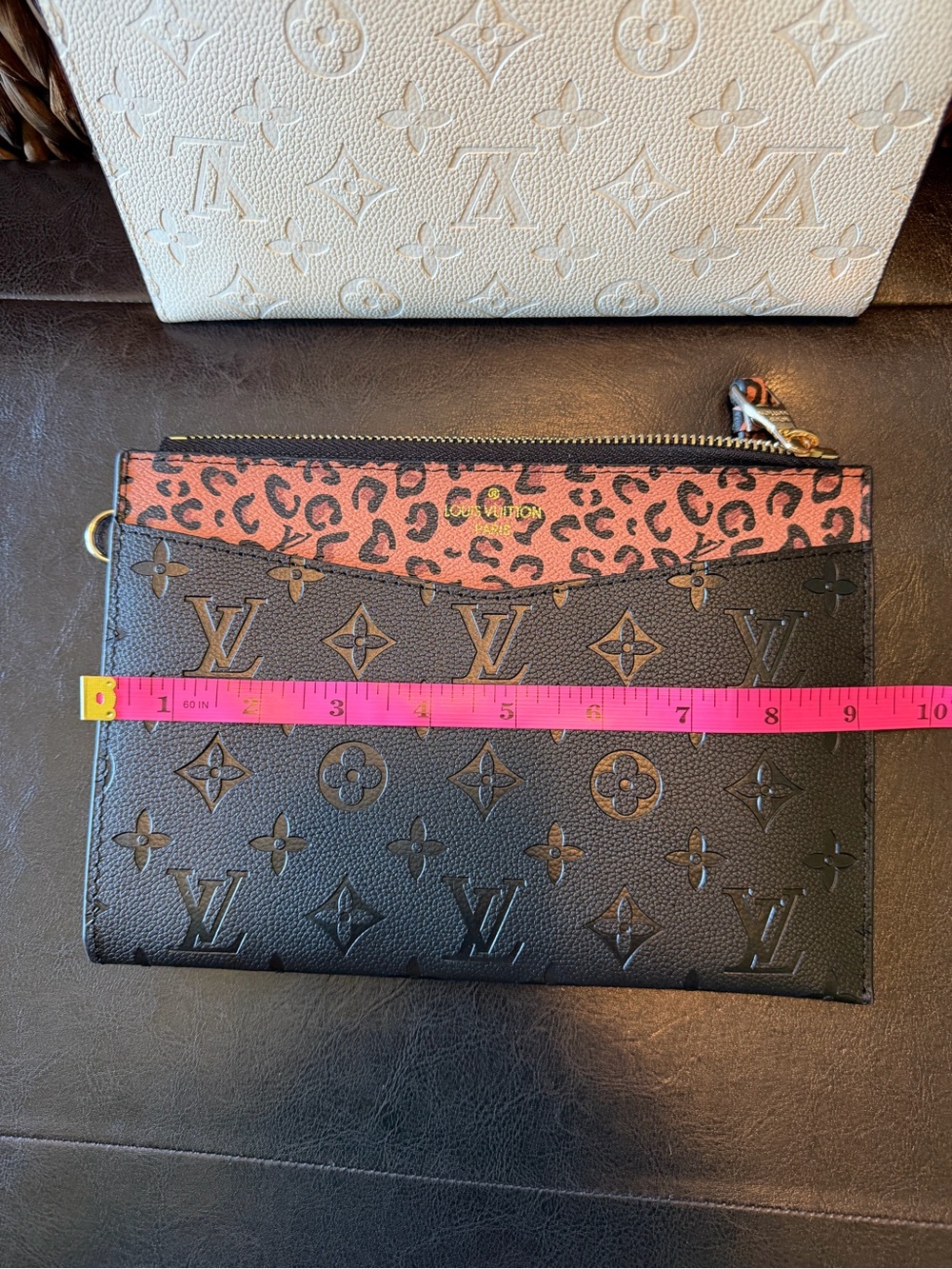 Leopard & Monogram Clutch Wristlet - Ivory & Black ~ Lot of 2 - Picture 5 of 8
